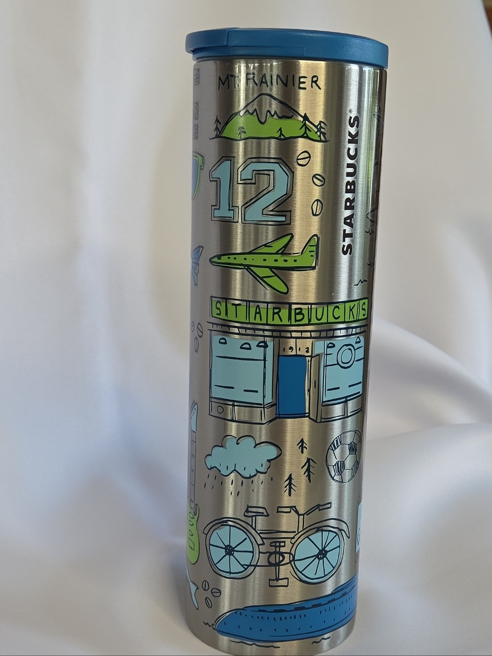 STARBUCKS Been There Series Stainless Steel Travel Tumbler 16 oz  Seahawks 12